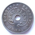 1934 Southern Rhodesia 1 Penny