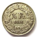 1946 Switzerland Half Franc Helvetia