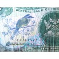 Five Dollars Central Bank of Trinidad and Tobago Serial Nr CK767577