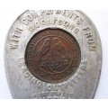 1948 Union of South Quarter Penny Never Go Broke with Compliments from Woolfsons