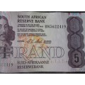 Five Rand Republic of South Africa Serial Nr BN 3522419