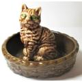 Tabby Cat with Basket 1974 to 1981 The Wade Cat and Puppie Dishes