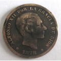 1878 Spain 5 Centimos