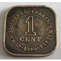 1940 One Cent Malaya