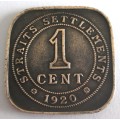 1920 One Cent Straits Settlement