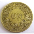 1947 Peru 1 Sol De Oro