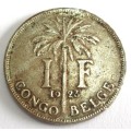 1923 Belgian Congo 1 Frank