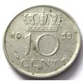 1955 Netherlands 10 Cents
