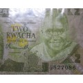 1980 - 1987 Two Kwacha Zambia Serial Nr 11/B 827086