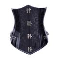 Bold and Graceful Leather Corset With Silver Detail and Prettily Printed Satin