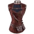 All Buckled Up Leather Corset With Printed Satin, Gold Detailing and Pockets