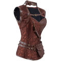 All Buckled Up Leather Corset With Printed Satin, Gold Detailing and Pockets