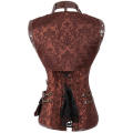 All Buckled Up Leather Corset With Printed Satin, Gold Detailing and Pockets