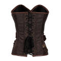 Brown Steel Boned Brocade Steampunk Corset With Thong