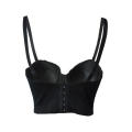 Black Strappy Beaded Corset With Underwire and Adjustable Back Hook and Eye Closure