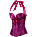 Sexy Purple Lace-up Corset with Halter Neck and Front Bow