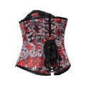Red Floral Brocade 24 Steel Boned Underbust Corset Gothic Steampunk Clothing