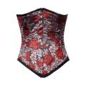 Red Floral Brocade 24 Steel Boned Underbust Corset Gothic Steampunk Clothing