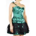 Spectacular Sating Corset Dress with Tulle Skirt and Leaf Accents