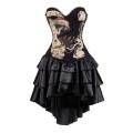 Black Devil Soul Printal Corset Dress With Layered Irregular Bottom Design