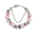 Charming Soft Pink and Silver colour bracelet with heart and snow flake themed charms