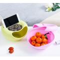 CREATIVE LAZY FRUIT PLATE PHONE HOLDER DOUBLE LAYER CANDY SNACK PEEL SEEDS DISH