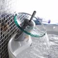 MODERN STYLE KITCHEN BATHROOM VESSEL BASIN SINK GLASS WATERFALL MIXER TAP FAUCET