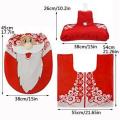 3pcs Christmas Bathroom Decoration,Toilet seat Décor-Red Beared Santa - 3pcs Christmas Bat
