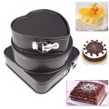 3 PIECES/SET ROUND SQUARE HEART SHAPED BAKING MOULD TINS
