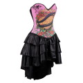 Pink Poison Love Print Corset Dress With Layered Irregular Bottom Design