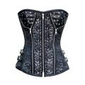 Magnificient Steel Boned Steampunk Corset with Back Lace-up, Studded Cups