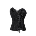 Sexy Black Overbust Corset with Lace Overlay, Back Lace-up