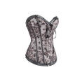 Elegantly-Designed and Attractive Ruffled Black Trimmed Gray Corset