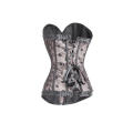 Elegantly-Designed and Attractive Ruffled Black Trimmed Gray Corset