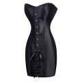 Figure-hugging Black Corset Dress with Front Hook and Eye Closure & Lace-up