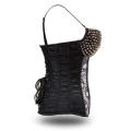 Stunning Black Overbust Corset with Skull Print and Studded Cups