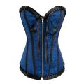 Luxurious Brocade Corset with Front Zipper & Exquisite Ribbon Detailing