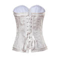 Snow White Waist Cincher Boned Corset With Satin Brocade