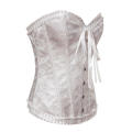 Snow White Waist Cincher Boned Corset With Satin Brocade