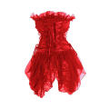 The Scarlet Letter Corset in Red With Chiffon Bordersm Lacey Patterns, Lace-up Back and Hook-eye Clo
