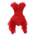 The Scarlet Letter Corset in Red With Chiffon Bordersm Lacey Patterns, Lace-up Back and Hook-eye Clo