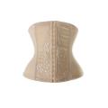Beige Firm Compression Underbust Waist Cincher Shapewear With Floral Lace Front