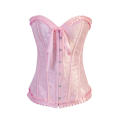 Baby Pink Satin Floral Brocade Structured Corset Wih Metal Busl Front Closure and Satin Ribbons Back