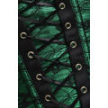 Sexy Green Corset With Black Floral Lace Overlay, Lace-up Front Panel and Ruched Lace Trim without m