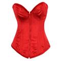 Intimate Fiery Red Corset With Velvety Texture, Sweetheart Neckline and Red Zipper