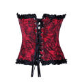Magnificent Red Bodice Finely Decorated With Faded Black Rose Prints and Smooth Ruffled Edges Sequen
