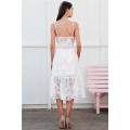 Strap backless long summer dress women V neck button sexy lace dress female Streetwear casual white