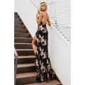 Sexy lace up halter sequin party dresses women Backless high split maxi dress women Christmas 2017 l