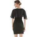 Black Ladies Dress Cape Shoulder Slim Thin Package Hip Short Dress