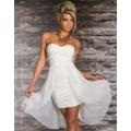 Shiny Ethereal Sleeveless White Colored High-low Dress